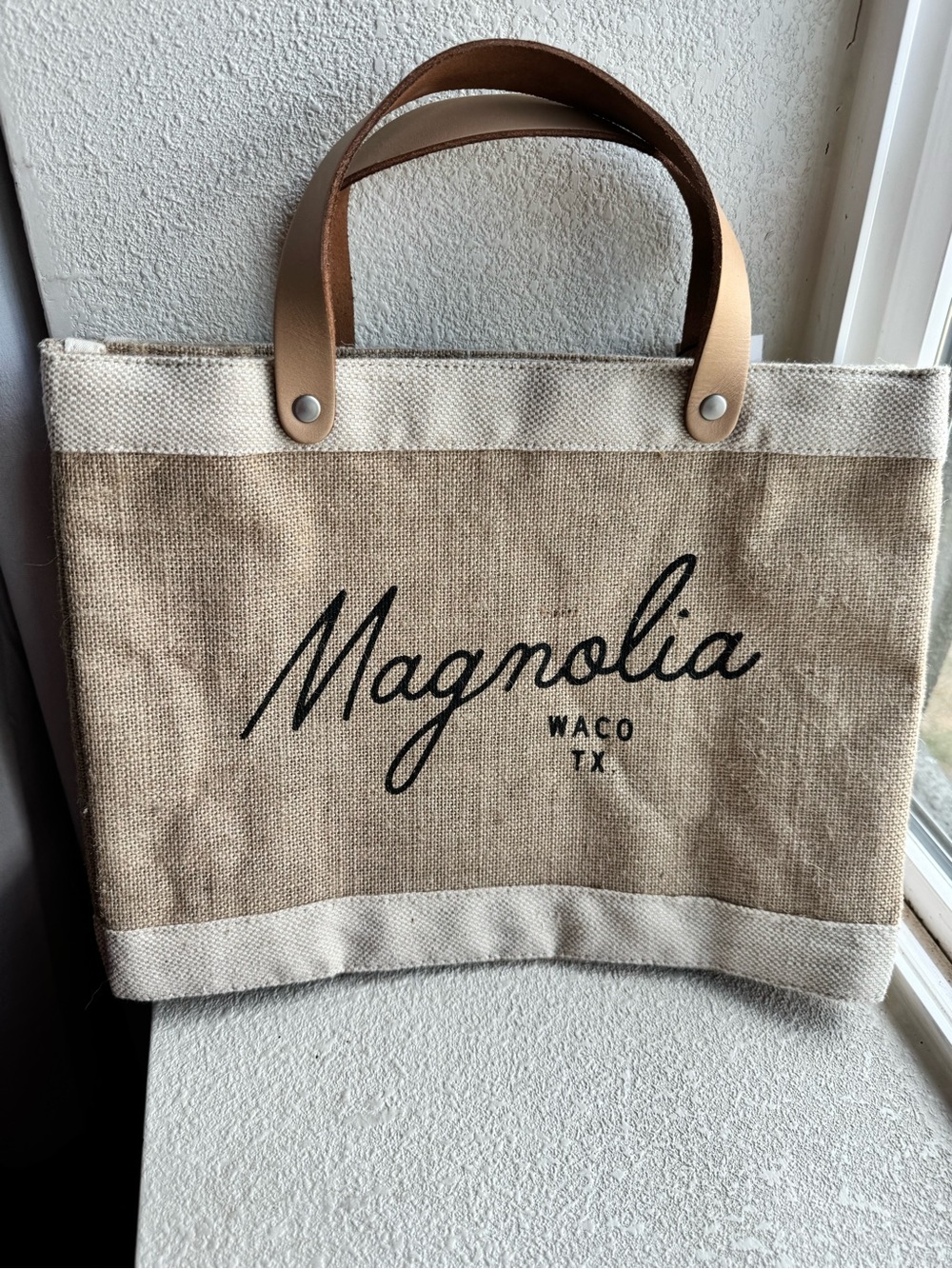 Magnolia Natural Canvas Tote with Tan Handles